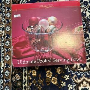 Holiday Time Festive Footed Bowl with Multicolor Ornaments